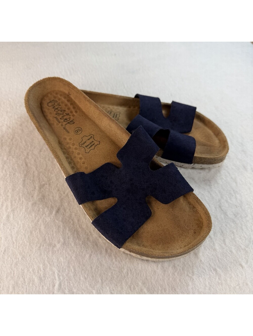 Slip On Women's sandal Blue Suede Leather 9.5 Crisscross Casual Biostep Summer